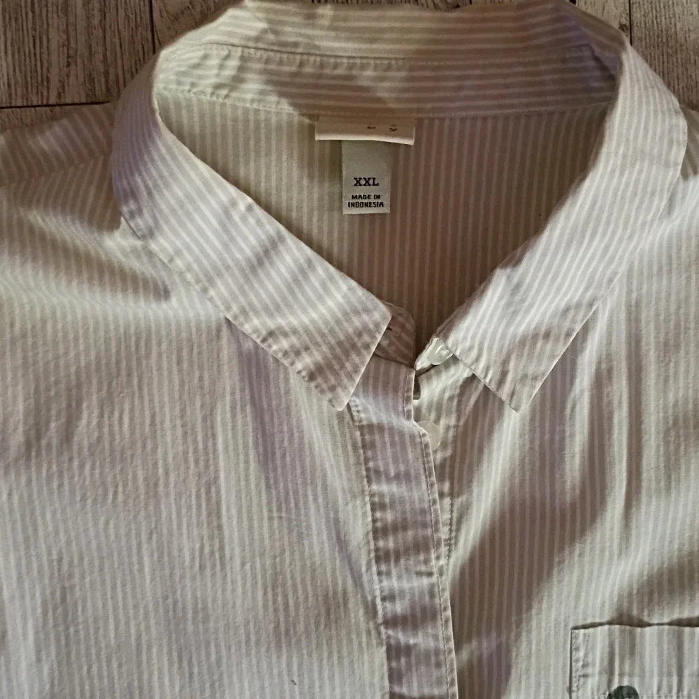 A New Day La Vida Es Bella Pinstripe Long Sleeve Button Down Top Size XXL EUC - Picture 4 of 8